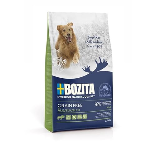 Bozita Grain free Elk | 3,5 kg | Trockenfutter für Hunde mit Elch | Alleinfuttermittel für ausgewachsene Hunde bei Futtermittelunverträglichkeiten | Getreidefrei für Hunde von Bozita