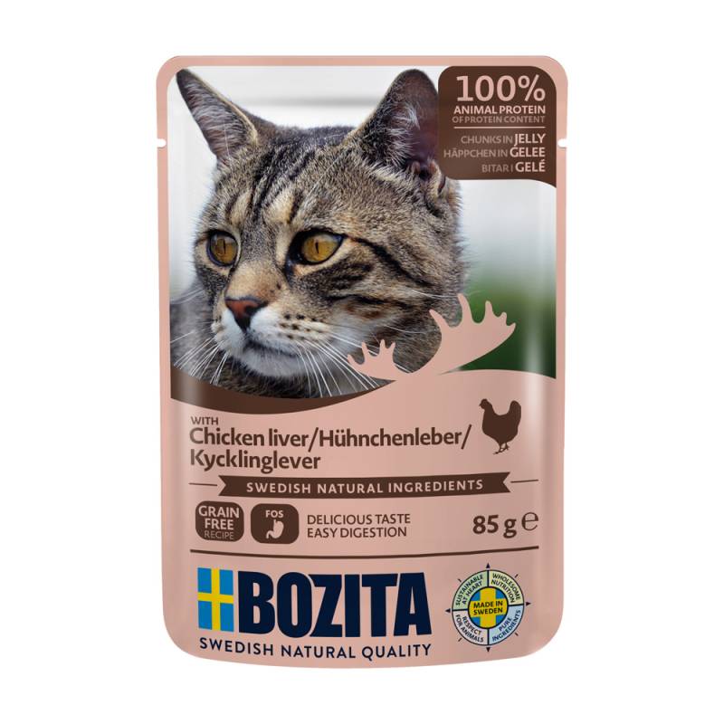 Bozita Häppchen in Gelee Pouch 12 x 85 g - Hühnchenleber von Bozita