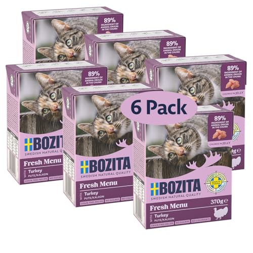 Bozita Häppchen in Gelee mit Pute Multibox 6x370g im Tetra von Bozita