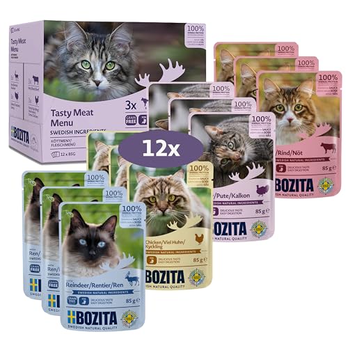 Bozita Häppchen in Sauce mit Fleisch Multibox 12x85 g Pouch - Nassfutter für Katzen im Portionsbeutel von Bozita