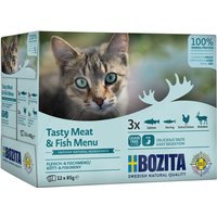 Bozita Häppchen in Soße Pouch 12 x 85 g - Fleisch- und Fisch-Mix (4 Sorten gemischt) von Bozita