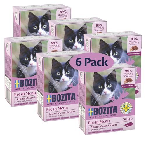 Bozita Häppchen in Soße mit Garnelen Multibox 6x370g im Tetra von Bozita