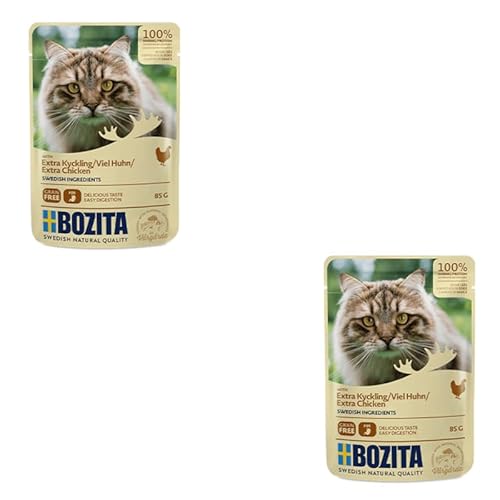 Bozita Häppchen in Soße mit viel Hühnchen | Doppelpack | 2 x 12 x 85 g | Nassfutter für Katzen | Getreidefreies und weizenfreies Alleinfuttermittel | 100% schwedische Zutaten von Bozita