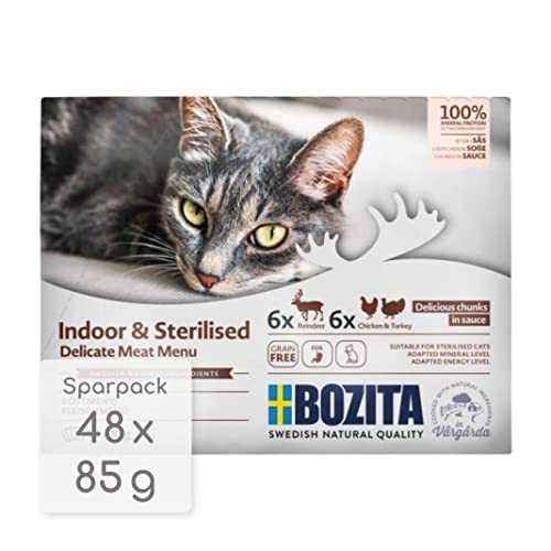 Bozita Indoor & Sterilised Häppchen in Soße Fleisch | 12x 85g von Bozita