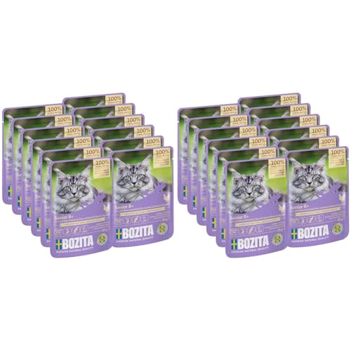 Bozita Nassfutter Senior 8+ viel Huhn Häppchen in Sauce im Portionsbeutel 12x85g Getreidefreie Katzenfutter Nassfuttter (Packung mit 2) von Bozita