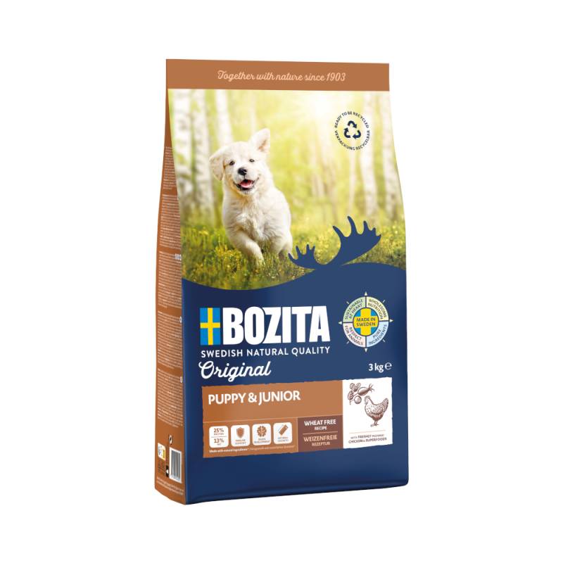 Bozita Original Puppy & Junior mit Huhn - Weizenfrei Hundefutter - 3 kg von Bozita