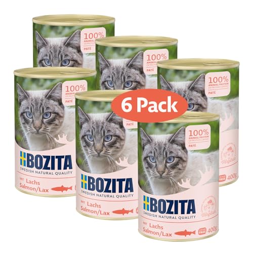 Bozita Paté Nassfutter für Katzen mit Lachs 6x400 g Dose - feine Pastete von Bozita