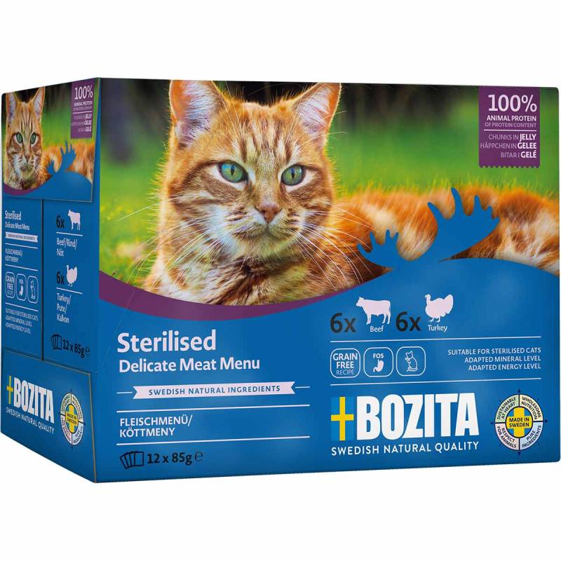 Bozita Pouch Häppchen in Gelee Sterilised Fleischmenü 12x85g von Bozita