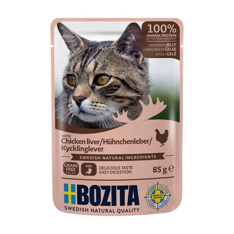 Bozita Pouch Häppchen in Gelee mit Hühnchenleber 12x85g von Bozita