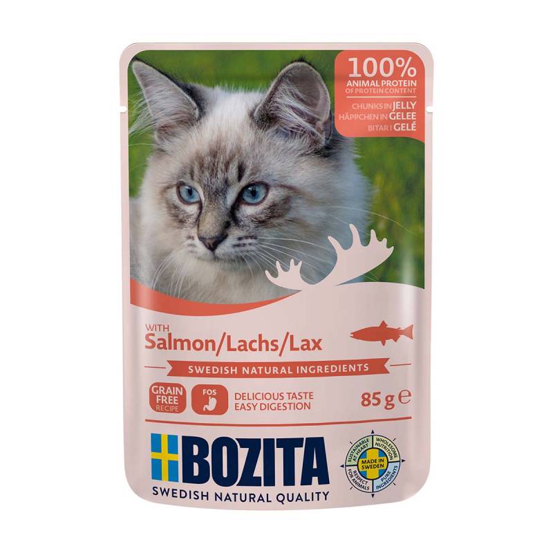 Bozita Pouch Häppchen in Gelee mit Lachs 12x85g von Bozita