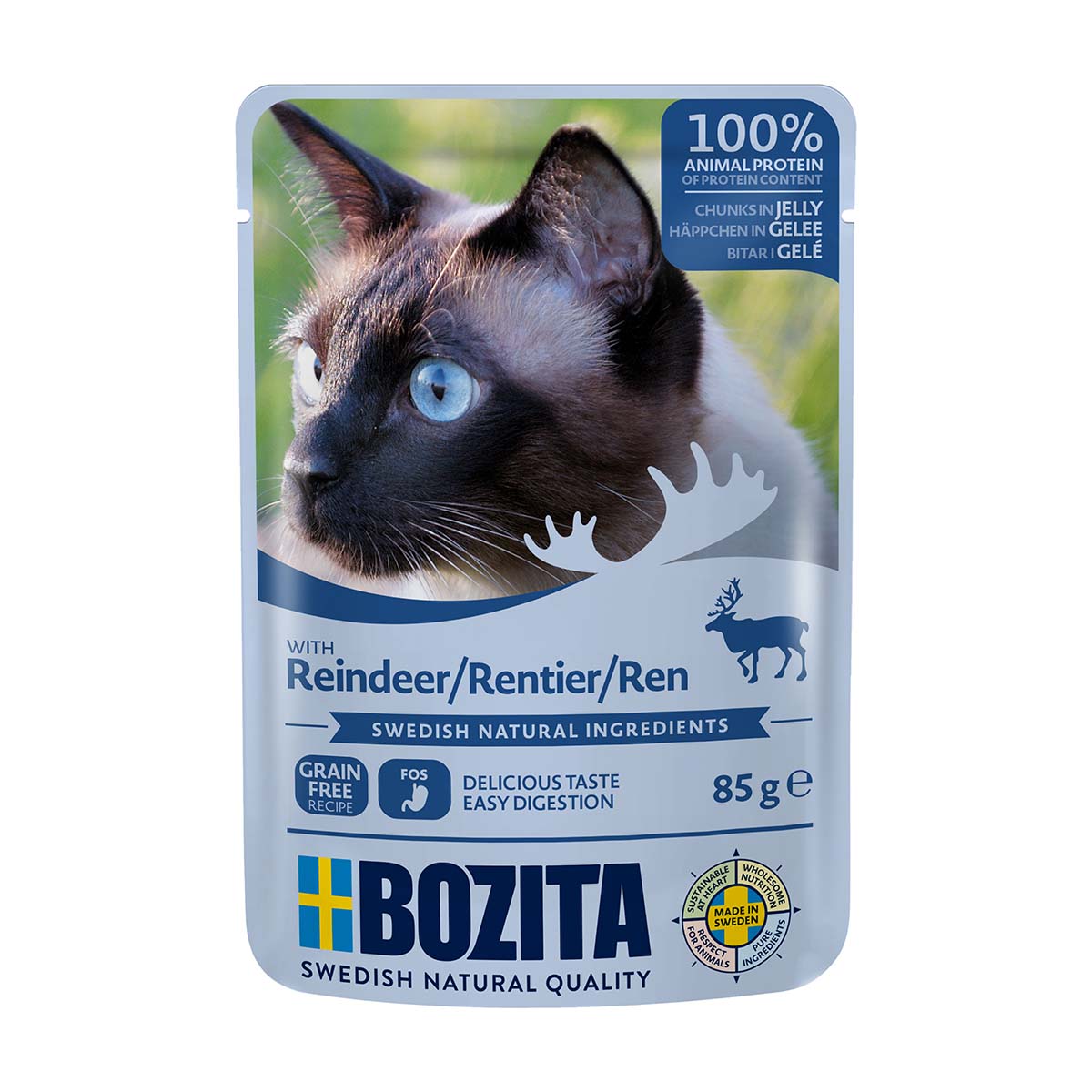 Bozita Pouch Häppchen in Gelee mit Rentier 12x85g von Bozita