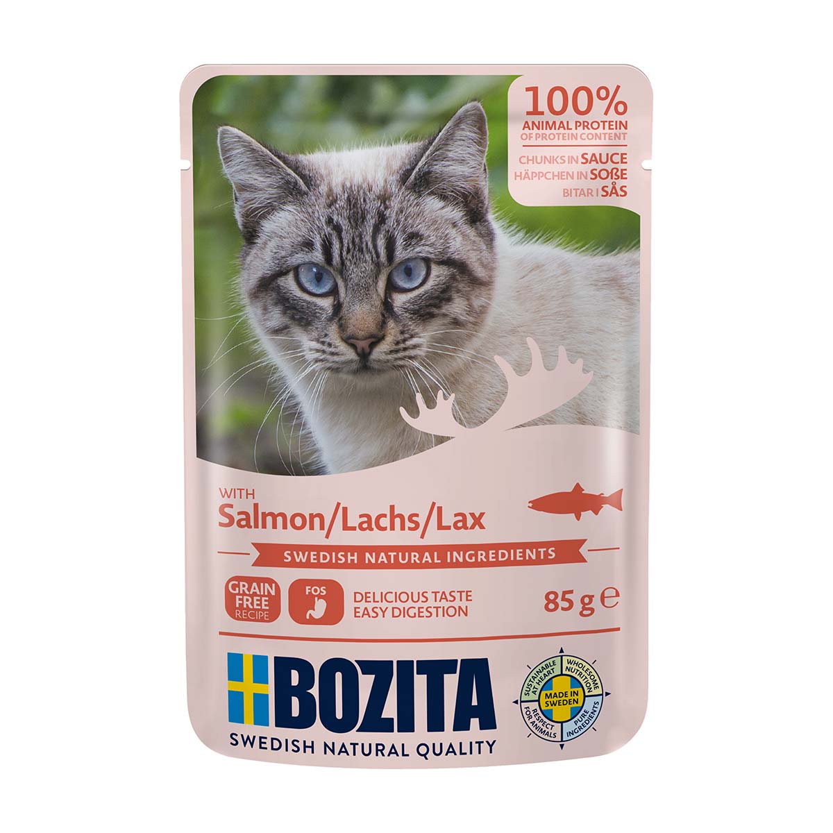 Bozita Pouch Häppchen in Soße mit Lachs 12x85g von Bozita