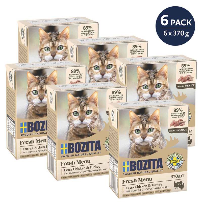 Bozita Tetra Häppchen in Soße mit Hühnchen & Pute 6x370g von Bozita