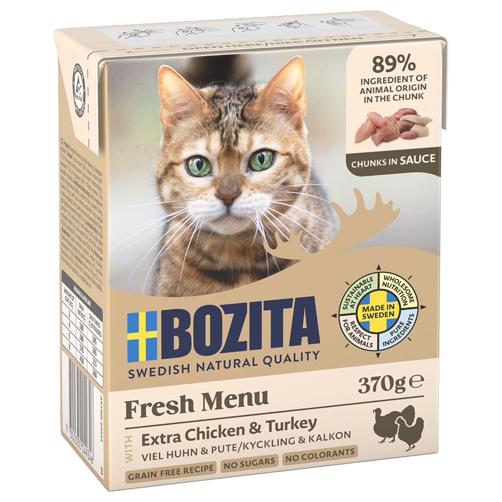 Sparpaket Bozita Tetra Häppchen 24 x 370 g - Soße: Hühnchen und Pute von Bozita