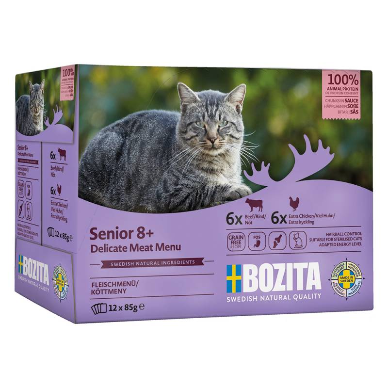 Sparpaket Bozita Häppchen in Soße Senior 24 x 85 g - Mixpaket (2 Sorten) von Bozita