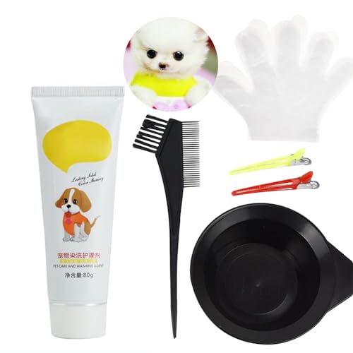 Bploar Pet Hair Dye Tierhaarfärbemittel Tierhaarfarbe Haarfärbemittel, Temporäres Färbemittel Tierhaarfärbemittel Creme Tierhaarfärbemittel Langlebig für Weiches, Völlig Ungiftig Sicher (Gelb) von Bploar