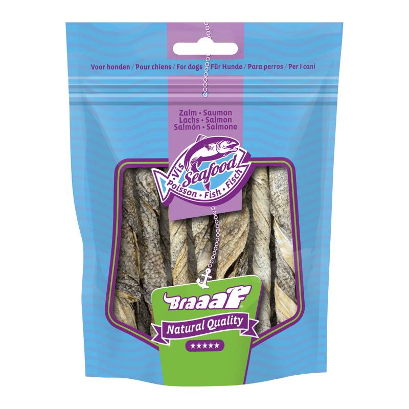 Braaaf Fischsnack Lachs-Rolle Twister - 20 cm - 97 g von Braaaf