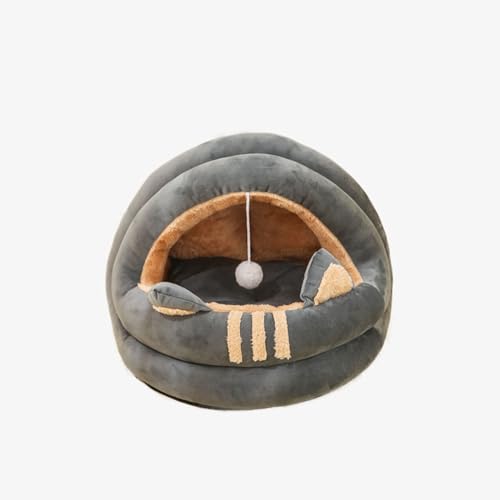 BradOc katzenhöhle katzenkorb, 2 in 1Katzenbett Rund Mit Deckel Plüsch, Halbgeschlossenes Faltbar Outdoor Winterfest katzenhaus für Kleine bis Mittlere Größe Katzen,2,35cm von BradOc