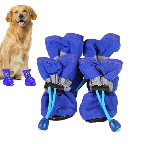 BradOc wasserdichte Hundeschuhe, 4 Stück Hunde-Regenstiefel, Hundeschuhe, Hundestiefel und Pfotenschutz mit verstellbarem Kordelzug für heißes Pflaster,1,4# von BradOc