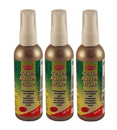 Braeco 3 x 100ml Gegen Katzen Flöhe Spray, Flohschutz, Flohmittel von Braeco