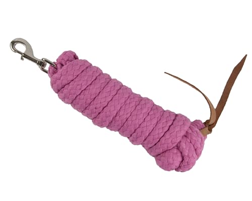 Brama-West Bodenarbeitsseil Bodenleine Pferd - mit Karabiner & Lederklatsche - Länge ca. 4,2m - Westernrope - Pink von Brama West