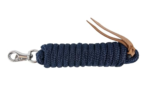 Brama-West Bodenarbeitsseil Bodenleine - mit Bull-Snap & Lederklatsche - Westernrope - 4 Meter - Navyblau von Brama West