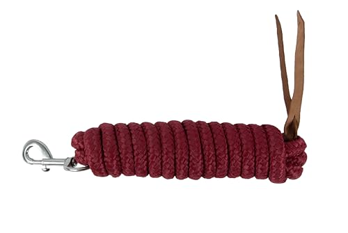 Brama-West Bodenarbeitsseil Bodenleine - mit Karabiner & Lederklatsche - Westernrope - 4 Meter - Dunkelrot von Brama West