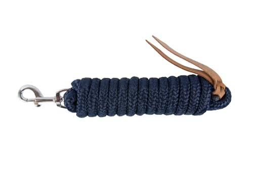 Brama-West Bodenarbeitsseil Bodenleine - mit Karabiner & Lederklatsche - Westernrope - 4 Meter - Navyblau von Brama West