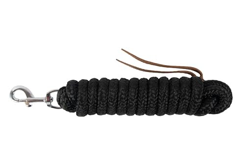 Brama-West Bodenarbeitsseil Bodenleine - mit Karabiner & Lederklatsche - Westernrope - 4 Meter - Schwarz von Brama West