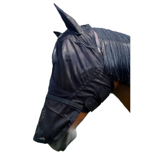 Brama-West - Fliegenmaske Pferd | mit Ohren & Nasenschutz | Fliegenhaube (schwarz, Full) von Brama West