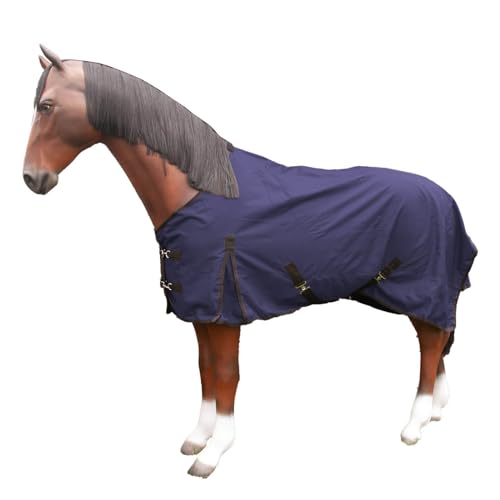 Brama-West Regendecke Pferd Rain - Weidedecke mit Fleece Futter - 600DEN - Wasserdicht - Blau - Gr. 135cm von Brama West