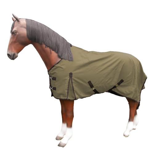 Brama-West Regendecke Pferd Rain - Weidedecke mit Fleece Futter - 600DEN - Wasserdicht - Olive - Gr. 125cm von Brama West