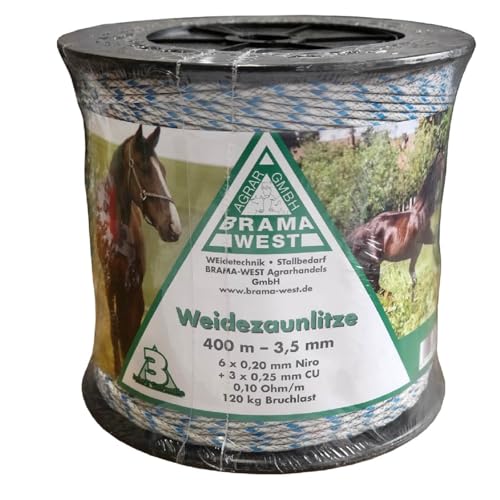 Brama West Weidezaunlitze 400m x 3,5mm - 6 x 0,20mm NIRO + 3 x 0,25mm CU von Brama West