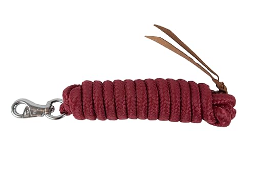 Brama-West Bodenarbeitsseil Bodenleine - mit Bull-Snap & Lederklatsche - Westernrope - 4 Meter - Dunkelrot von Brama West