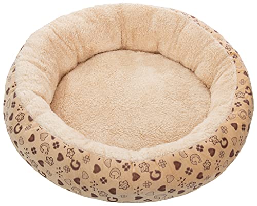 Brandsseller Haustierbett ca. Ø 50 cm Weich Geposlstert Katzenbett Hundebett Kuschelfell/Samt Optik Beige von Brandsseller