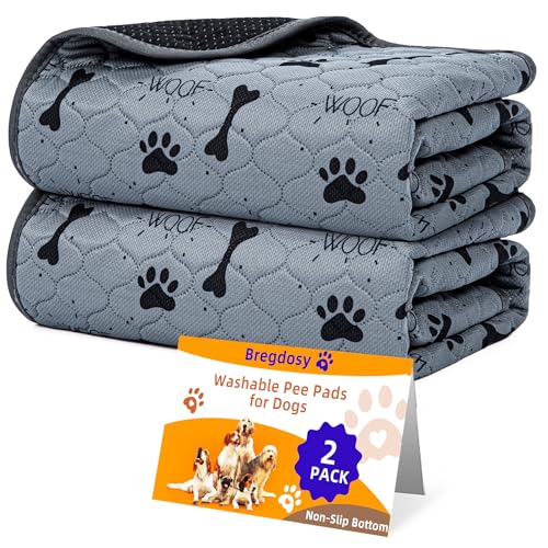 Bregdosy Waschbare Urini-Pads für Hunde, wiederverwendbare Haustier-Urini-Pads, wasserdichter und rutschfester Haustier-Trainingspads, Schutzpolster für Hundezäune und Training (31x36 (2 Stück)) von Bregdosy