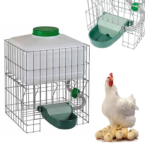 Breker Automatische Hühnertränke Metall 10 Liter - Wasserspender mit Filtersystem - Trinkbrunnen für Tiere - Ideal für Hühner, Gänse, Enten - Leichte Reinigung - Selbstbefüllende Geflügeltränke von Breker