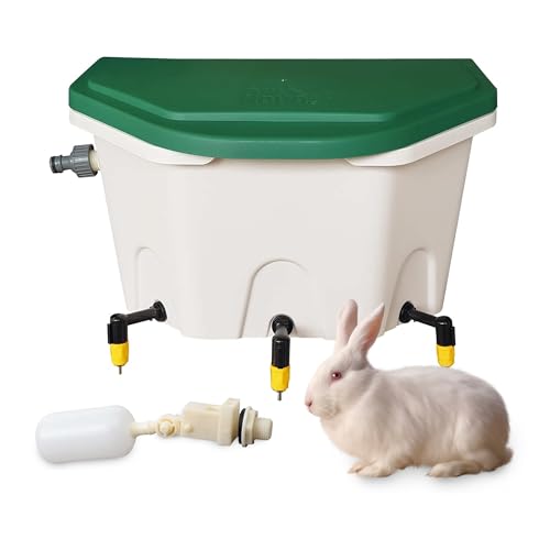 Breker AviAqua Automatische Hasentränke 8L [mit WASSERANSCHLUSS] inkl. 3 Nippel - Wasserspender für Hamster, Meerschweinchen und Kaninchen - Selbstfüllende Nagertränke von Breker