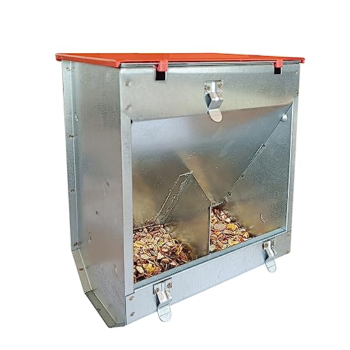 Kaninchen-Futterautomat Metall mit Deckel aus Kunststoff - 2,5 kg - 2 Fressstelle - Futternapf - Futterspender für Kleintiere und Nager von Breker