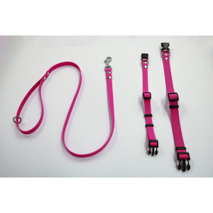 Luca Hundeleine oder Halsband gummiert rutschfest fuchsia Halsband 15 mm von Brekz