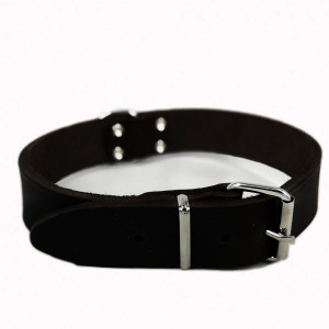 Lederhalsband Schwarz 40 cm x 16 mm von Brekz