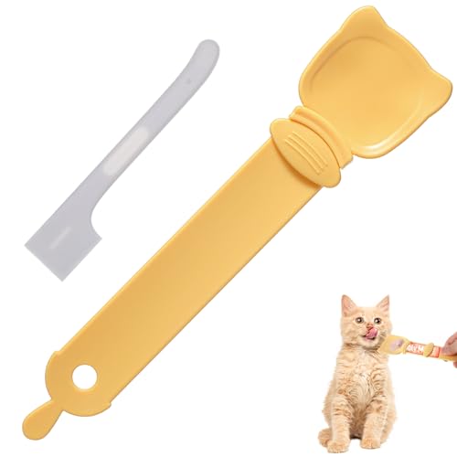 Katzenlöffel 2 Stück Katzenlöffel Mit Quetsch Katzenfutter Löffel Cat Treats Spoon Katzenfutter Spender Flüssige Katzenlöffel Katzen Streifen Quetschlöffel Für Haustiere Auspressen Pürees Snacks von Bremorou