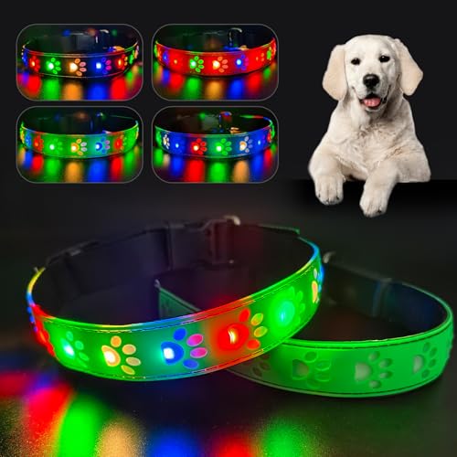 Brifit Leuchthalsband Hund, 3D Hundehalsband Leuchtend Aufladbar, LED Halsband für Hunde mit 4 Leuchtmodi, Längenverstellbareres Wasserdicht Leuchtend Halsband für Mittlere und Große Hunde von Brifit