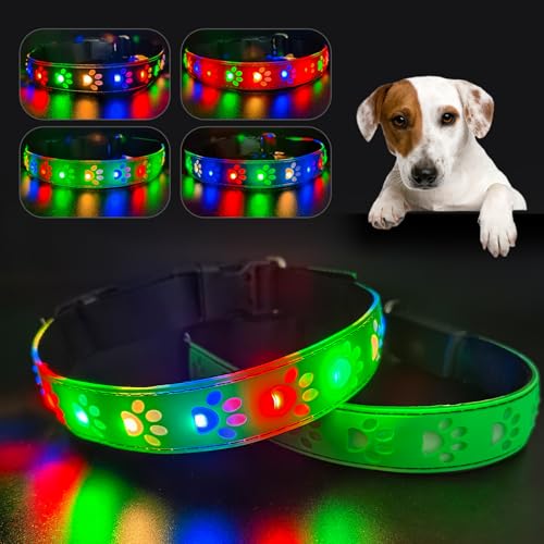 Brifit 3D Leuchthalsband Hund USB Aufladbar, LED Hundehalsband Wasserdicht für Hunde mit 4 Beleuchtungsmodi, Einstellbare Hundehalsband Leuchtend, Sicherheit für Kleine Mittlere Hunde von Brifit