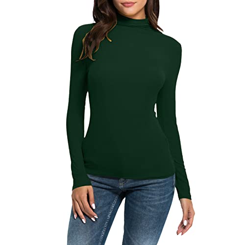 Briskorry Basic Langarmshirt Damen Skims, Crop Tops Damen Schwarz Langarm, Oberteile Stretch Enge T Shirt Stehkragen Langärmelig Shirts Elegant Y2K Unterziehshirt Solid Klassisch Streetwear Lässige von Briskorry