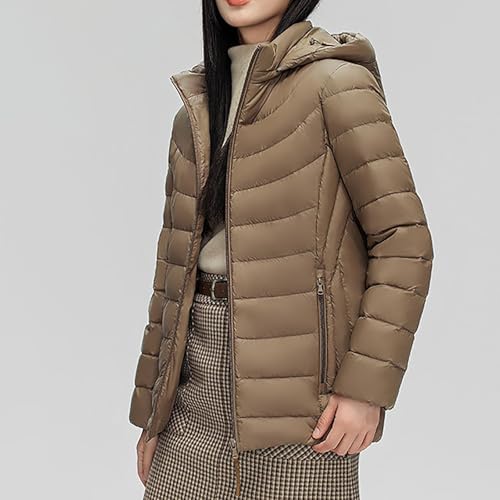 Briskorry Damen Winterjacke, Ultraleicht-Steppjacke für Damen, Übergangsjacke Wärme mit Kapuzen Winter Jacke Zipper Lange Ärmel Steppparka Freizeit Große Größen Wachsjacke Kuschelig Jacke Outdoor von Briskorry