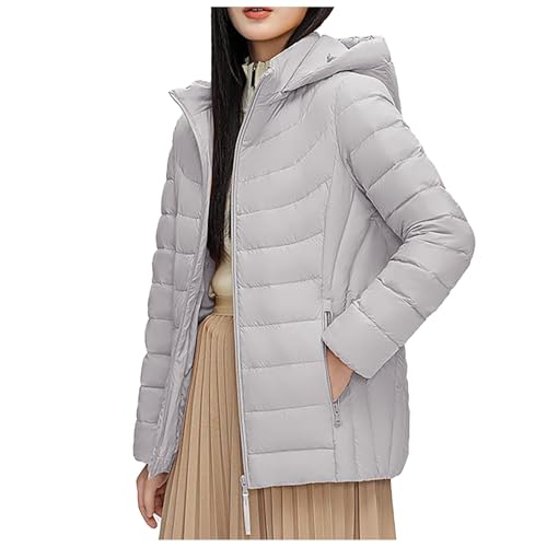 Briskorry Damen Winterjacke, Ultraleicht-Steppjacke für Damen, Übergangsjacke Wärme mit Kapuzen Winter Jacke Zipper Lange Ärmel Steppparka Freizeit Große Größen Wachsjacke Kuschelig Jacke Outdoor von Briskorry