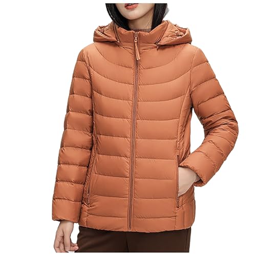 Briskorry Damen Winterjacke, Ultraleicht-Steppjacke für Damen, Übergangsjacke Wärme mit Kapuzen Winter Jacke Zipper Lange Ärmel Steppparka Freizeit Große Größen Wachsjacke Kuschelig Jacke Outdoor von Briskorry