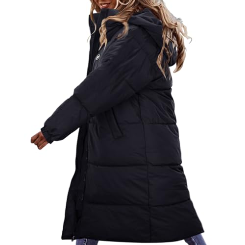 Briskorry Damen Winterjacken, Daunenjacke Damen Lang, Daunenmantel mit Kapuzen Wärme Outdoor Jacke Langarm Zipper Daunen Mantel Casual Übergrößen Softshelljacke Bequem Coat Teenager Mädchen von Briskorry