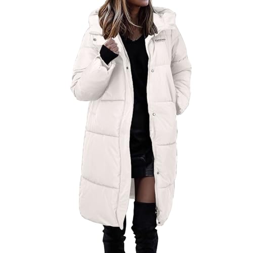 Briskorry Damen Wintermantel, Steppjacke Damen Lang, Übergangsjacke Warme mit Kapuze Windjacke Zipper Langarm Steppparka Freizeit Übergrößen Felljacke Bequemes Oberbekleidung Teenager Mädchen von Briskorry